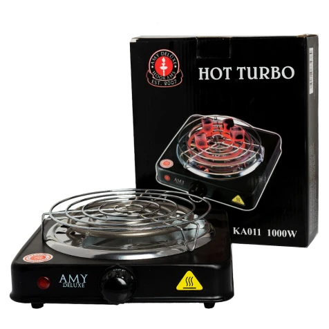 Электрическая Плитка Amy Deluxe KA011 Hot Turbo 1000W Black (Черный)