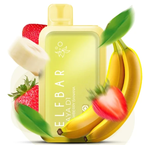 Одноразка Elf Bar RAYA D1 Strawberry Banana (Клубника Банан) (13000 Затяжек)