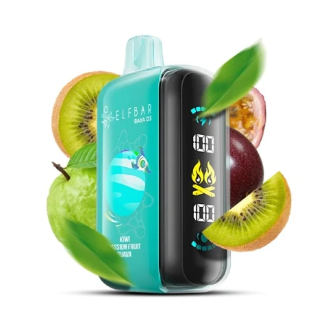 Одноразка Elf Bar RAYA D3 Kiwi Passion Fruit Guava (Ківі Маракуя Гуава) (25000 Затяжок)