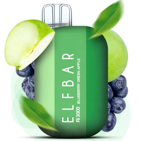 Одноразка Elf Bar Ri Blueberry Green Apple (Чорниця Зелене Яблуко) (3000 Затяжок)