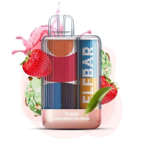 Одноразка Elf Bar TE Strawberry Ice Cream (Клубничное Мороженное) (6000 Затяжек)