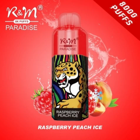 Одноразка R&M Paradise Raspberry Peach Ice (Малина Персик Лёд) (8000 Затяжек)