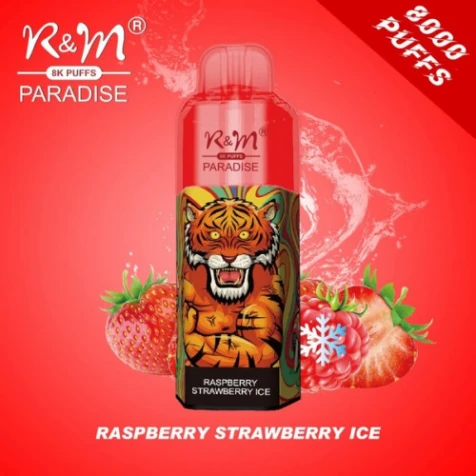 Одноразка R&M Paradise Raspberry Strawberry Ice (Малина Полуниця Лід) (8000 Затяжок)