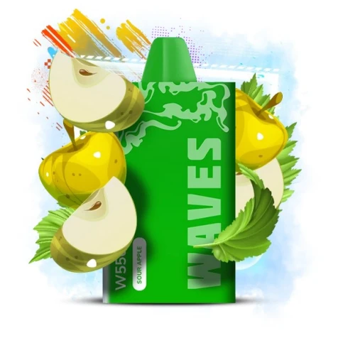 Одноразка Waves W5500 Maxx Sour Apple (Кислое Яблоко) (5500 Затяжек)