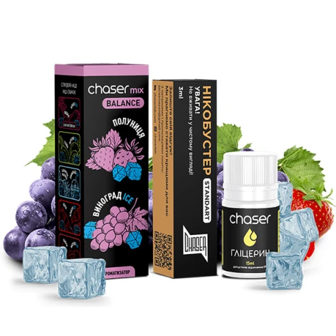 Набір Для Самозамісу Chaser Mix Strawberry Grape Ice (Полуниця Виноград Лід) 30 мл