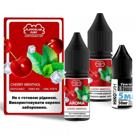 Набор Для Самозамеса Flavorlab Disposable Puff Cherry Menthol (Вишня Ментол) 10 мл