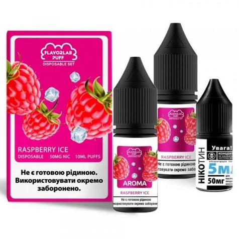 Набор Для Самозамеса Flavorlab Disposable Puff Raspberry Ice (Малина Лёд) 10 мл