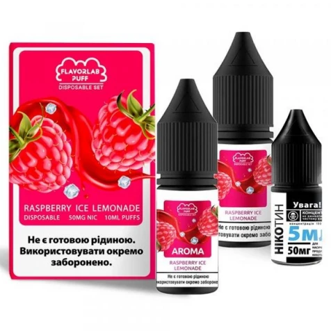 Набір Для Самозамісу Flavorlab Disposable Puff Raspberry Ice Lemonade (Малина Лимонад Лід) 10 мл