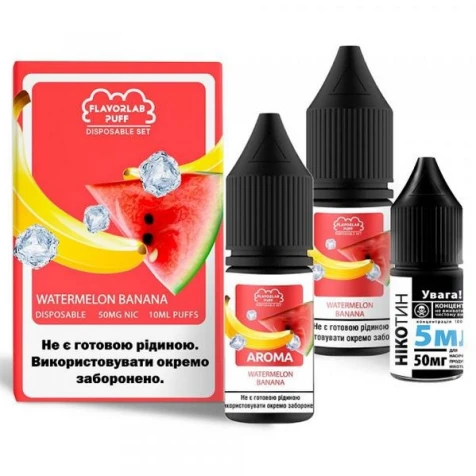 Набор Для Самозамеса Flavorlab Disposable Puff Watermelon Banana (Арбуз Банан) 10 мл
