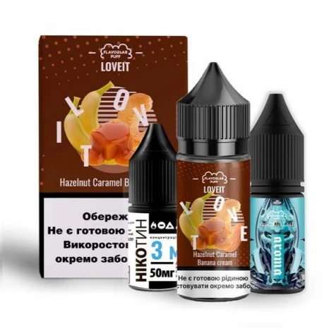 Набор Для Самозамеса Flavorlab Love IT Hazelnut Caramel Banana Cream (Орех Карамель Банан Крем) 30 мл