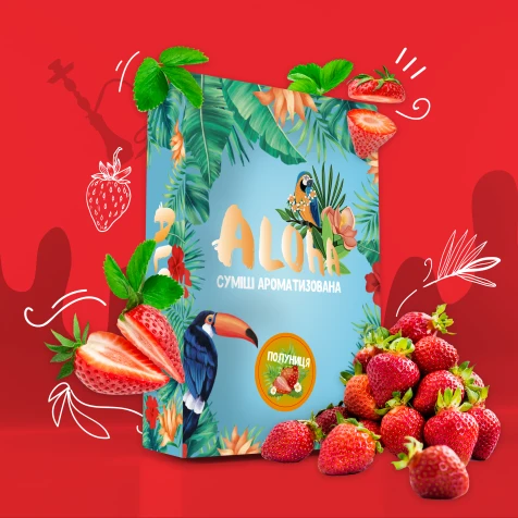 Безтютюнова Суміш Aloha Strawberry (Полуниця) 100гр